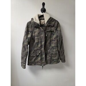 Altar'd State Women's Camo Utility Jacket Sherpa Lined Hooded Coat Size S
